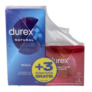 DUREX NATURAL PLUS + DUREX SENSITIVO CONFORT PRESERVATIVOS 12 + 3 PRESERVATIVOS PACK