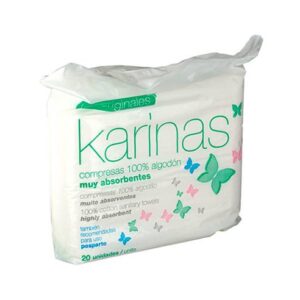 COMPRESAS KARINAS ALGODON 20 UND.